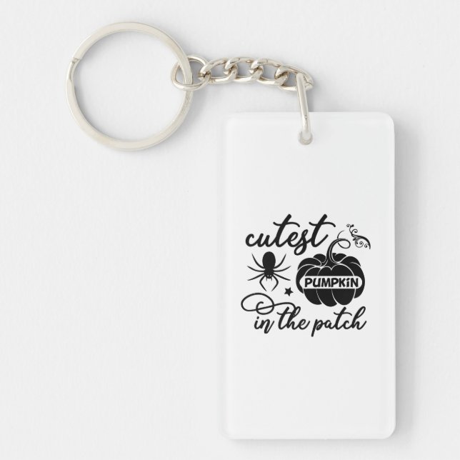 Halloween Cutest Pumpkin In The Patch Birthday Keychain (Front)