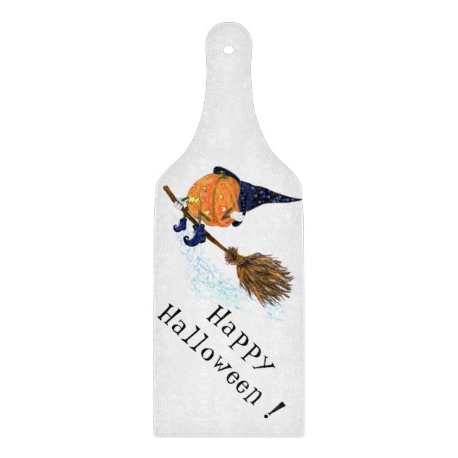 Halloween Cutting Board Witch Pumpkin Flying Broom (Front)