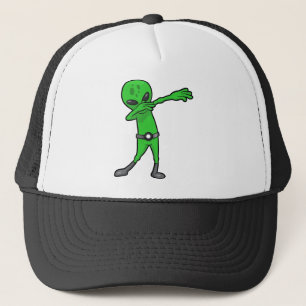 halloween dabbing alien trucker hat