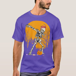 Halloween Dabbing Skeleton Costume Kids Girls Pump T-Shirt
