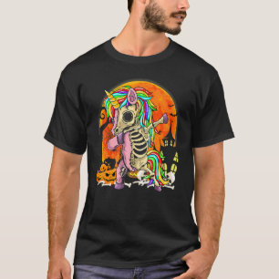 Halloween Dabbing Unicorn Skeleton T-Shirt
