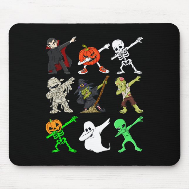 Halloween Dabbing Vampire Witch And Monsters Boys  Mouse Pad (Front)