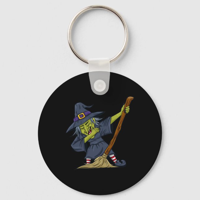 Halloween Dabbing Witch Fun Boys Girls Kids Dab  Keychain (Front)