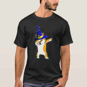 Halloween Dabbing Wizard Corgi Puppy Dog Witch Hat T-Shirt