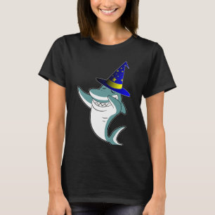 Halloween Dabbing Wizard Shark Magic Witch Hat Cos T-Shirt