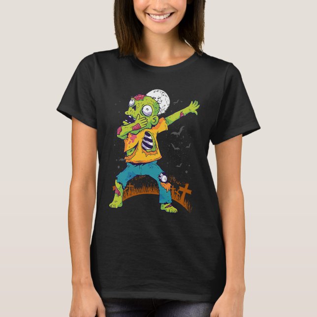 Halloween Dabbing Zombie Dab In Graveyard  Fun Und T-Shirt (Front)
