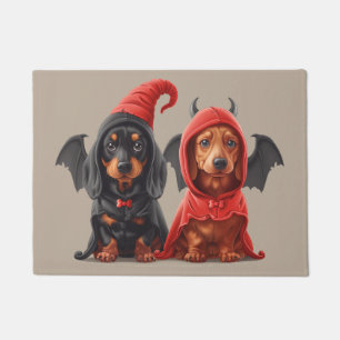 Halloween Dachshund Dogs Devil Bat Doormat