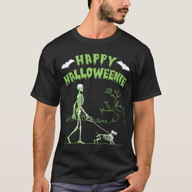 Halloween Dachshund  Happy Halloweenie T-Shirt (Front)