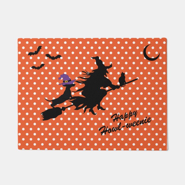 Halloween Dachshund Silhouette Doormat (Front)