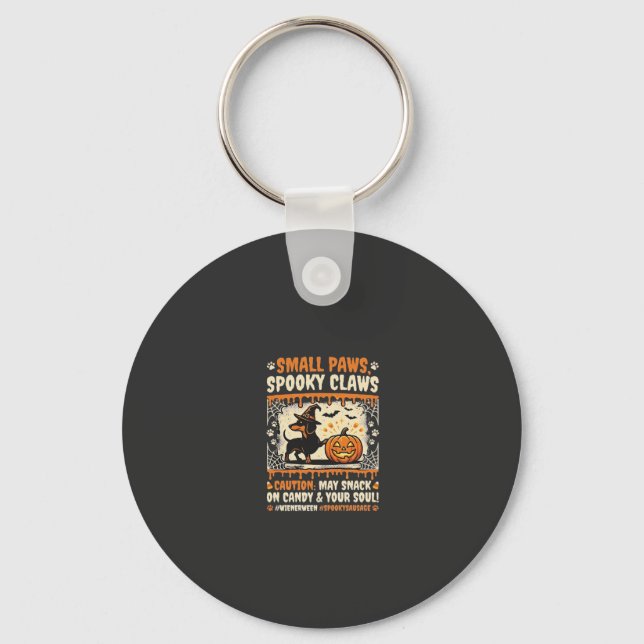 Halloween Dachshund Spooky Warning Keychain (Front)