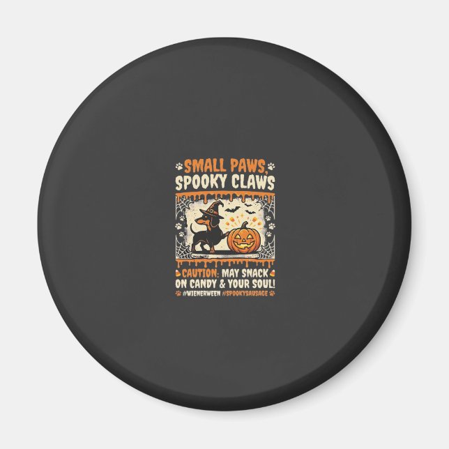 Halloween Dachshund Spooky Warning Magnet (Front)