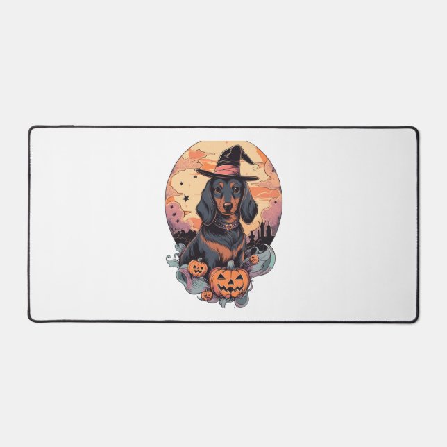 Halloween Dachshund Sticker Desk Mat (Front)