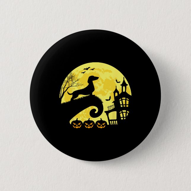 Halloween Dachshund Weenie Wiener Moonshine Sausag 2 Inch Round Button (Front)