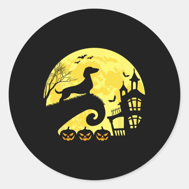 Halloween Dachshund Weenie Wiener Moonshine Sausag Classic Round Sticker (Front)