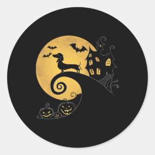 Halloween Dachshund Weenie Wiener Moonshine Sausag Classic Round Sticker