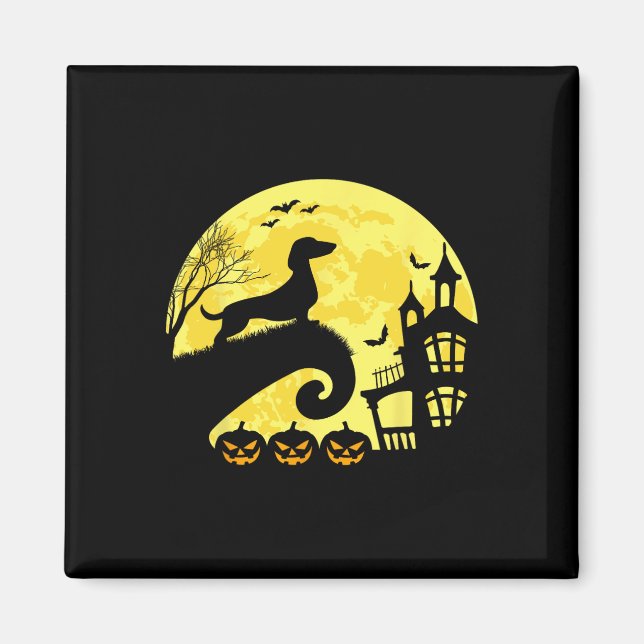 Halloween Dachshund Weenie Wiener Moonshine Sausag Magnet (Front)