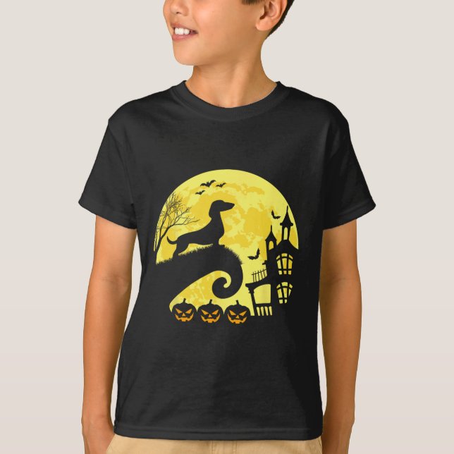 Halloween Dachshund Weenie Wiener Moonshine Sausag T-Shirt (Front)