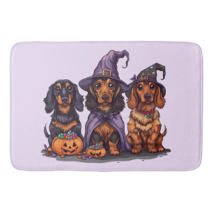 Halloween Dachshund Witch Dogs Bath Mat