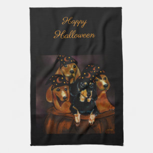 Halloween Dachshunds Kitchen Towel