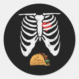 Halloween Dad Skeleton Taco Belly Fun Pregnancy Co Classic Round Sticker
