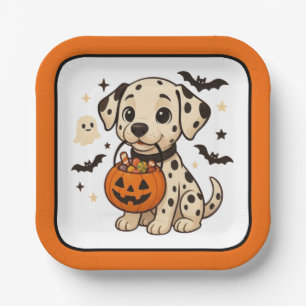 Halloween Dalmatian Dog Trick or Treat Paper Plate