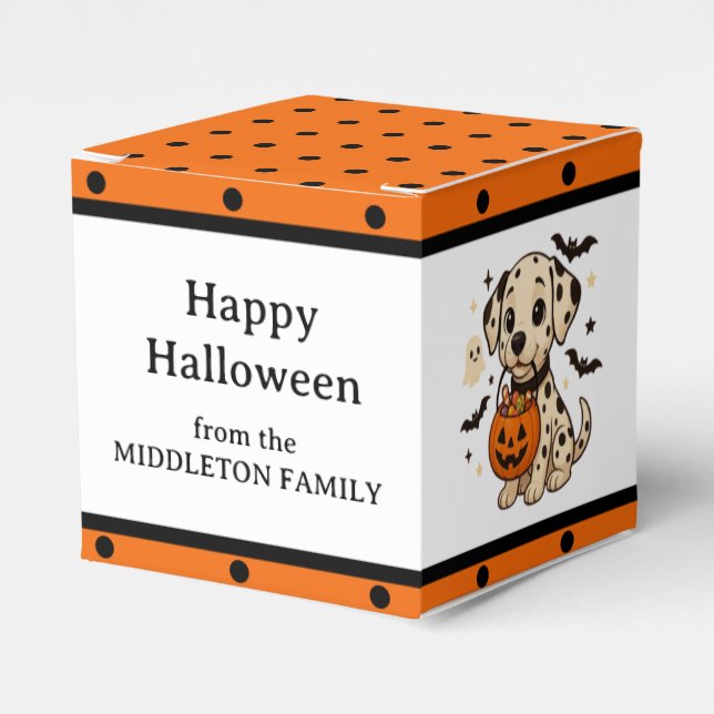 Halloween Dalmatian Dog Trick or Treat Party Favor Box (Front Side)