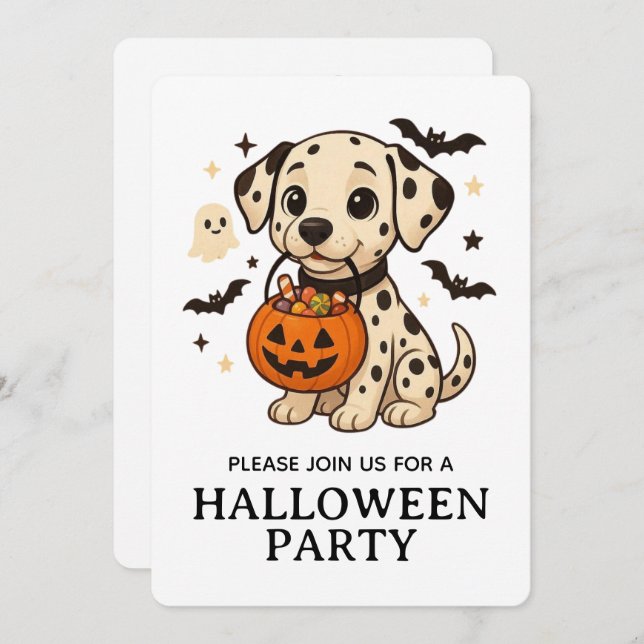 Halloween Dalmatian Dog Trick or Treat Party Invitation (Front/Back)
