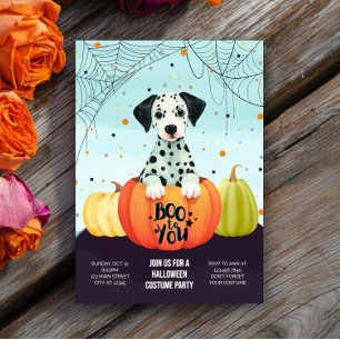 Halloween Dalmatian Pumpkin Cute Dog Costume Party Invitation