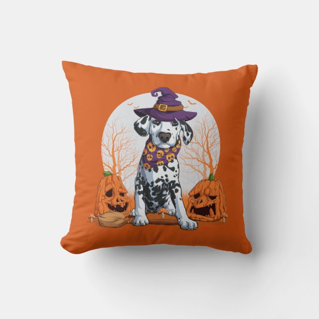 Halloween Dalmatian Throw Pillow (Front)