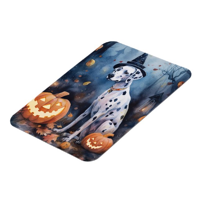 Halloween Dalmation With Pumpkins Scary Magnet (Left Side)