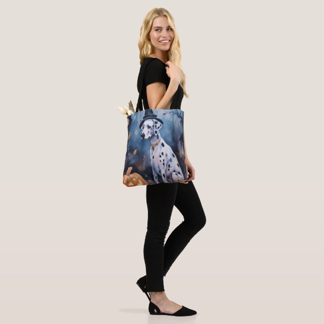 Halloween Dalmation With Pumpkins Scary Tote Bag (On Model)