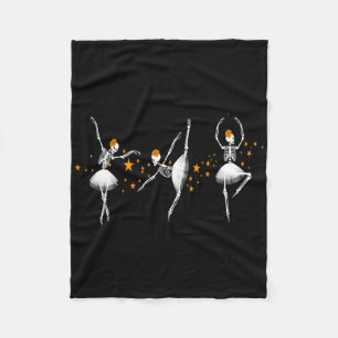 Halloween Dancing Skeleton Ballerina Ballet Women  Fleece Blanket
