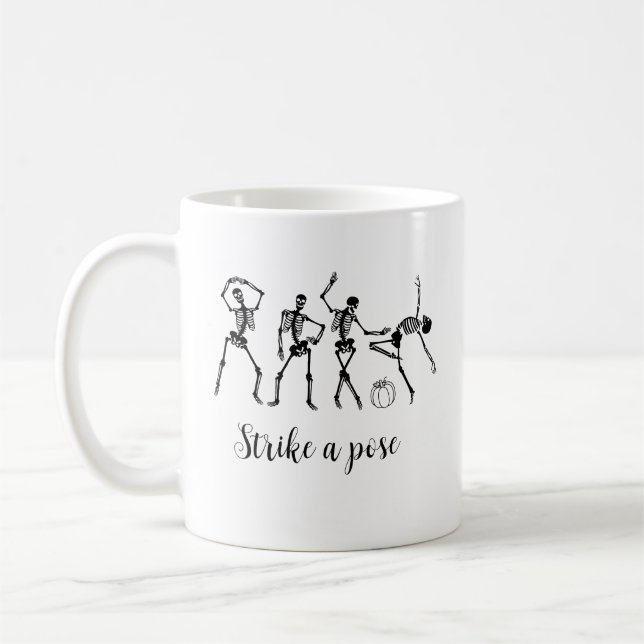 Halloween Dancing Skeleton Customize Funny Text Coffee Mug (Left)