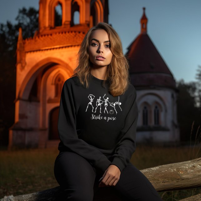 Halloween Dancing Skeleton Customize Funny Text Sweatshirt (Creator Uploaded)