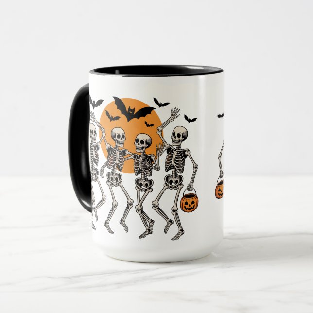 Halloween Dancing Skeleton Dance Pumpkin Mug (Front Left)