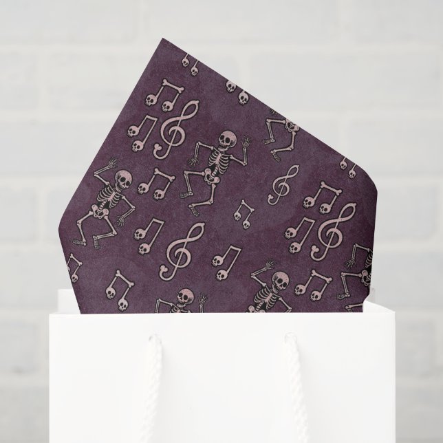 Halloween Dancing Skeleton Music Notes  Tissue Paper (Gift Bag)