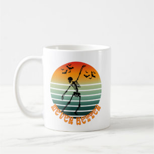Halloween dancing skeleton never better sunset bat coffee mug