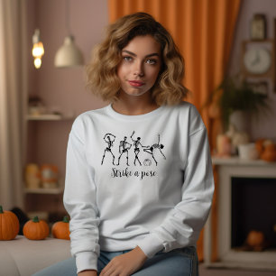 Halloween Dancing Skeleton Strike A Pose Funny Sweatshirt