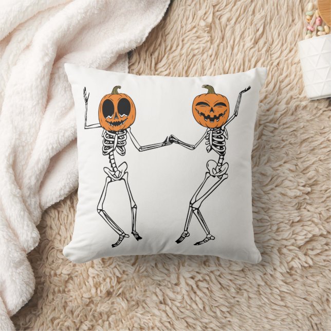 Halloween Dancing Skeleton  Throw Pillow (Blanket)