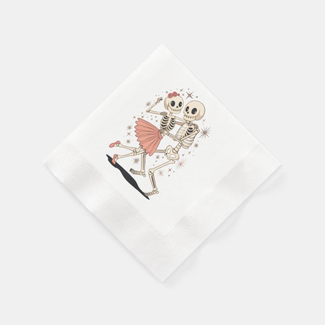 Halloween Dancing Skeletons, Retro Skeleton  Napkin (Corner)