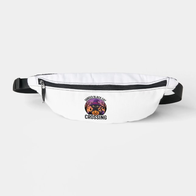 Halloween Danger Black Cat Crossing Fanny Pack (Front)