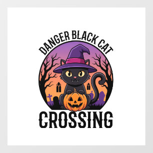Halloween Danger Black Cat Crossing Window Cling