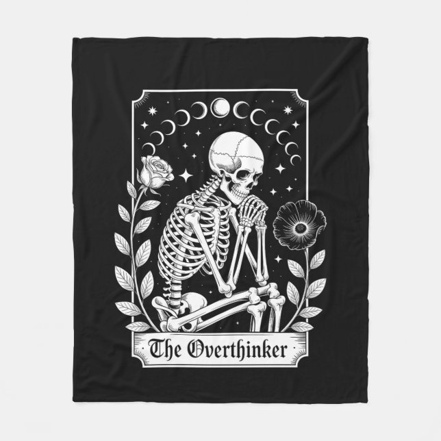 Halloween Dark Gothic Skeleton Overthinker Fleece Blanket (Front)