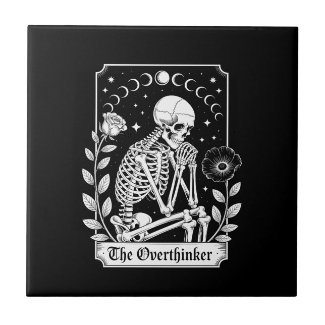 Halloween Dark Gothic Skeleton Overthinker Tile (Front)
