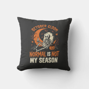 Halloween Dark Humour Skeleton Mood Throw Pillow