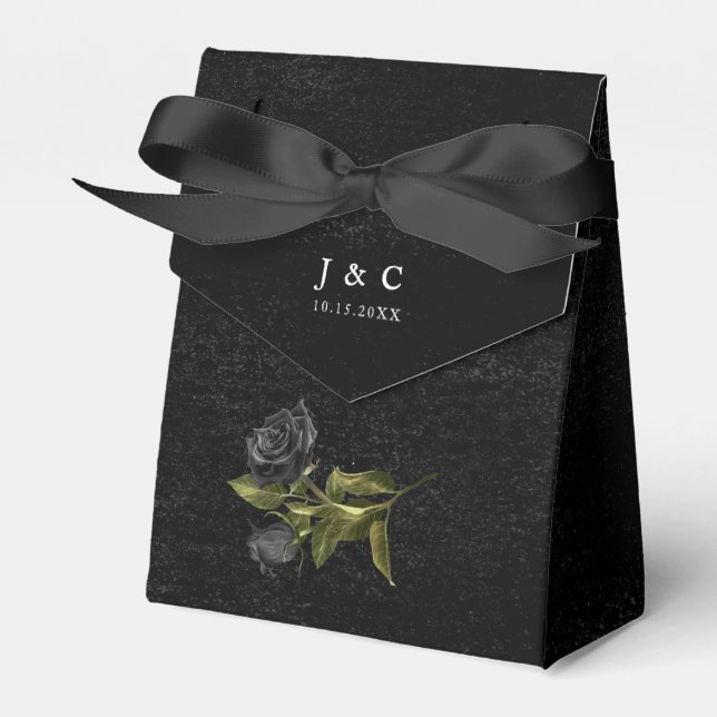 Halloween Dark Rose Wedding Favor Box (Front Side)