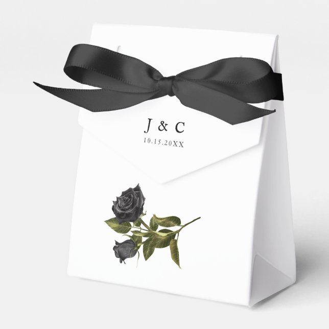 Halloween Dark Rose Wedding White Favor Box (Front Side)