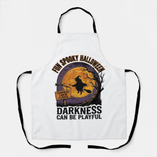 Halloween Darkness Shirt Vintage Witch Moon Design Apron