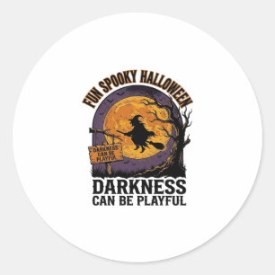 Halloween Darkness Shirt Vintage Witch Moon Design Classic Round Sticker