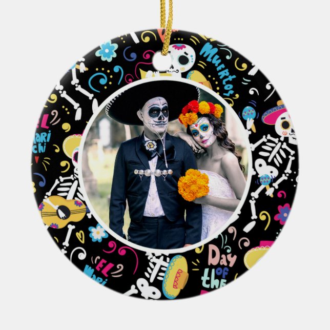 Halloween Day of the Dead Photo Ceramic Ornament (Front)